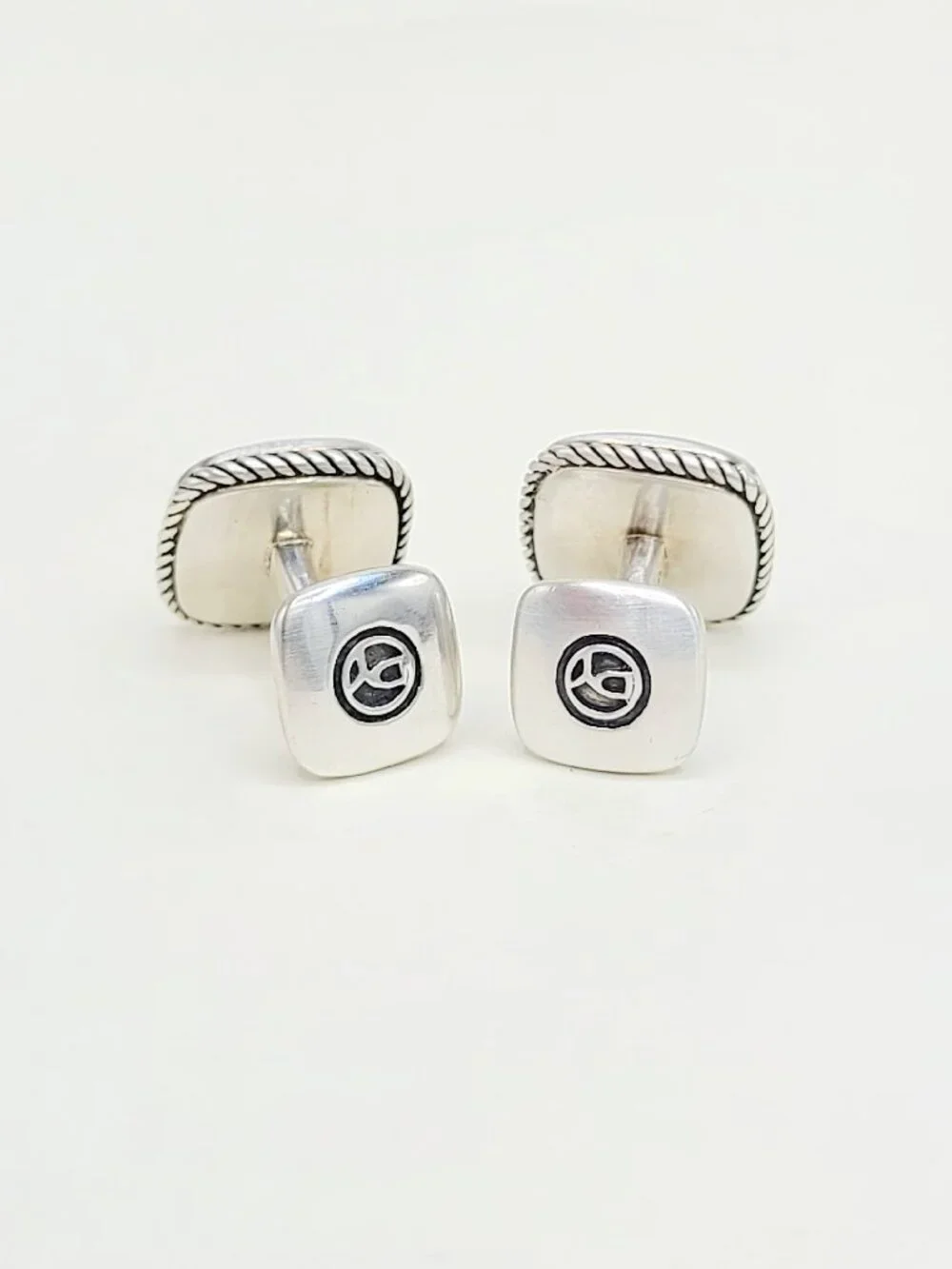 David Yurman Exotic Stone Cufflinks in Sterling Silver with Jasper - RARE